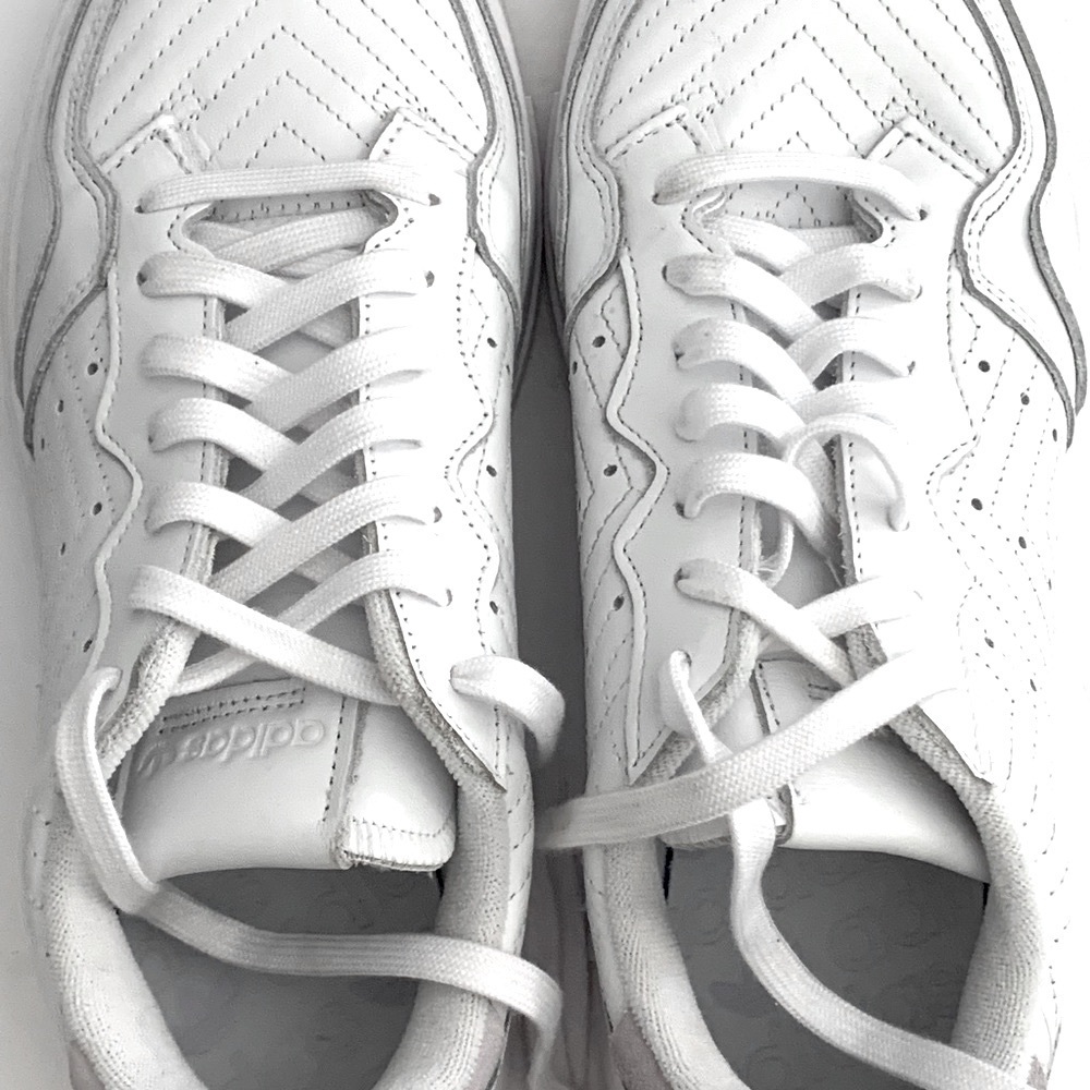 ADIDAS Supercourt Leather Sneakers Cloud White Lilac Tennis Athletic Size 10 - Picture 7 of 16